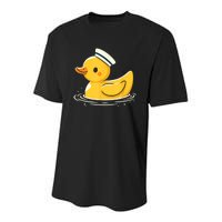 Yellow Duck In Sailor Hat | Cute Duck Lover Youth Performance Sprint T-Shirt