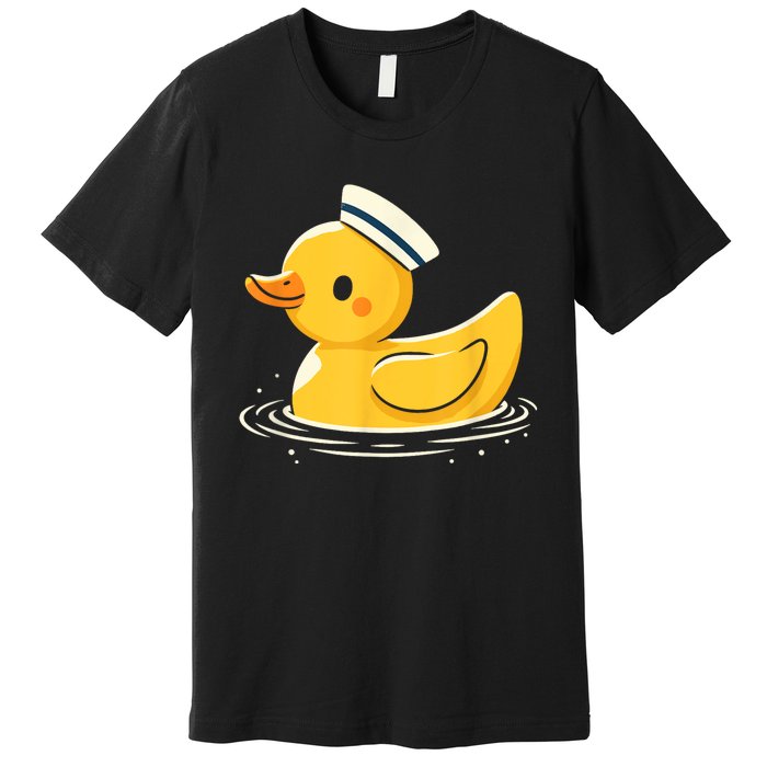 Yellow Duck In Sailor Hat | Cute Duck Lover Premium T-Shirt