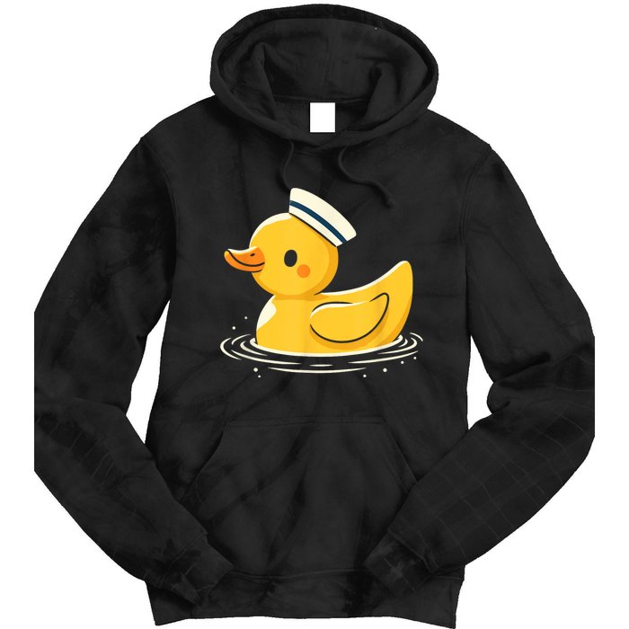 Yellow Duck In Sailor Hat | Cute Duck Lover Tie Dye Hoodie