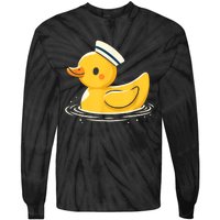 Yellow Duck In Sailor Hat | Cute Duck Lover Tie-Dye Long Sleeve Shirt