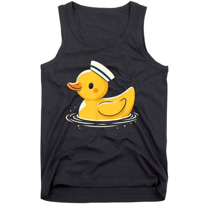 Yellow Duck In Sailor Hat | Cute Duck Lover Tank Top