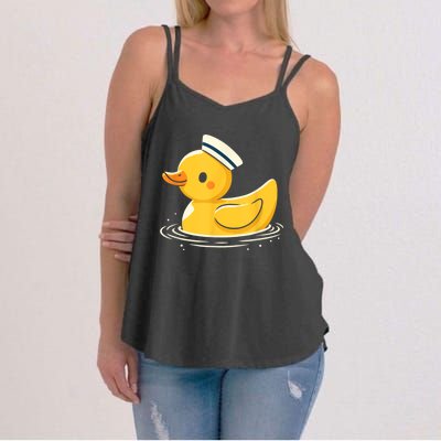 Yellow Duck In Sailor Hat | Cute Duck Lover Women's Strappy Tank