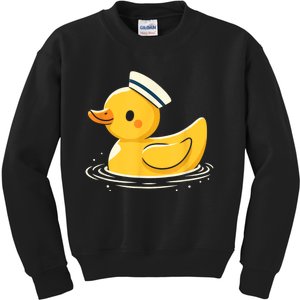 Yellow Duck In Sailor Hat | Cute Duck Lover Kids Sweatshirt