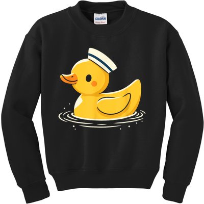 Yellow Duck In Sailor Hat | Cute Duck Lover Kids Sweatshirt