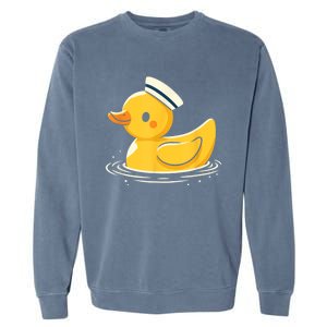 Yellow Duck In Sailor Hat | Cute Duck Lover Garment-Dyed Sweatshirt