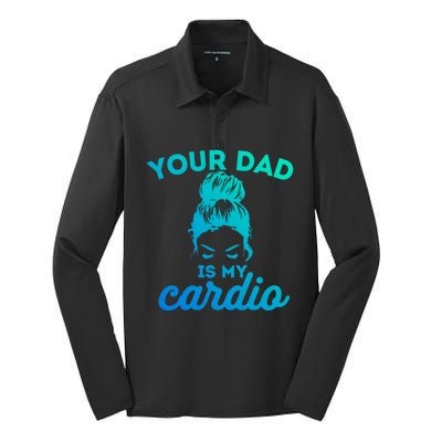 Your Dad Is My Cardio Gym Fitness Gift Silk Touch Performance Long Sleeve Polo