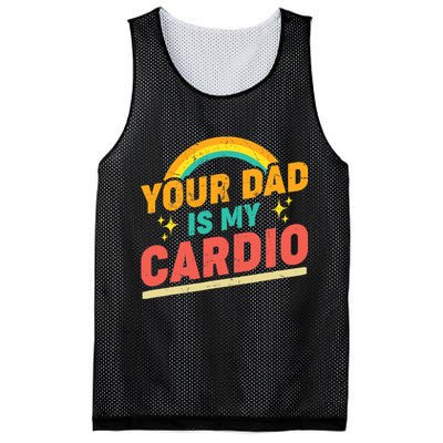 Your Dad Is My Cardio Vintage Rainbow Saying Sarcasm Gym Mesh Reversible Basketball Jersey Tank