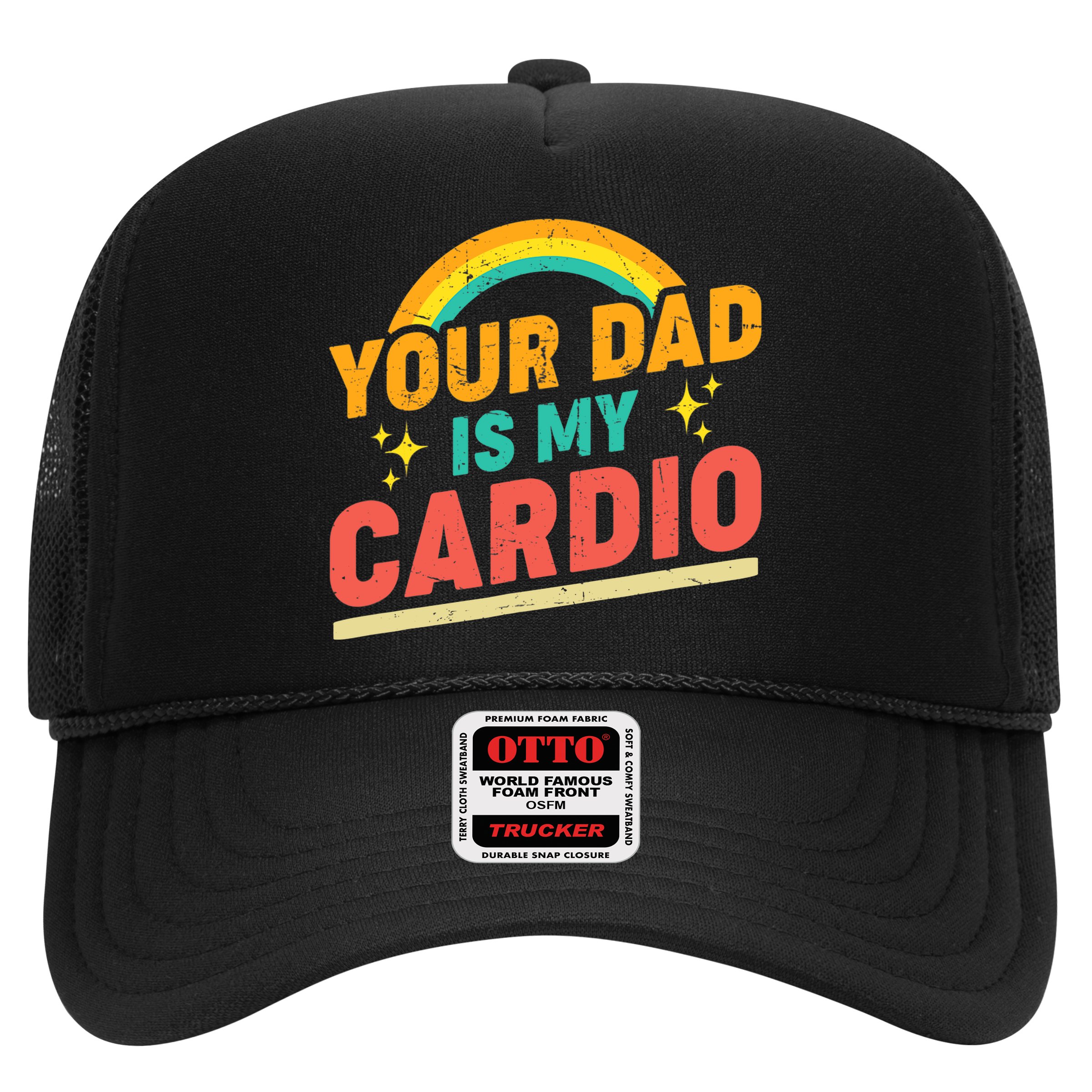 Your Dad Is My Cardio Vintage Rainbow Saying Sarcasm Gym Hat