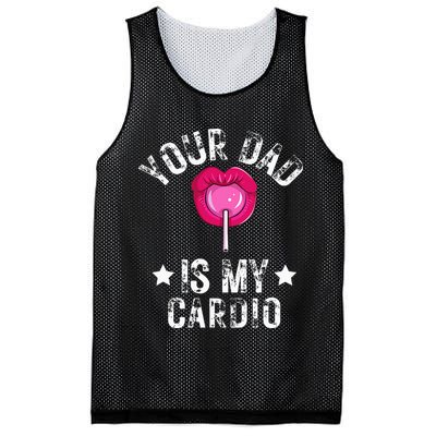 Your Dad Is My Cardio Funny Quotes Pun Humor Sarcasm Mesh Reversible Basketball Jersey Tank