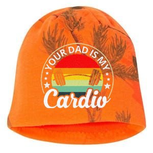 Your Dad Is My Cardio Funny Sarcastic Kati - Camo Knit Beanie