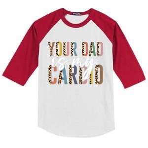 Your Dad Is My Cardio Leopard Funny Fathers Day Kids Colorblock Raglan Jersey