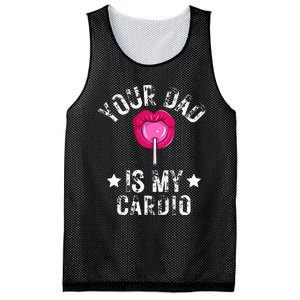 Your Dad Is My Cardio Funny Quotes Pun Humor Sarcasm Mesh Reversible Basketball Jersey Tank