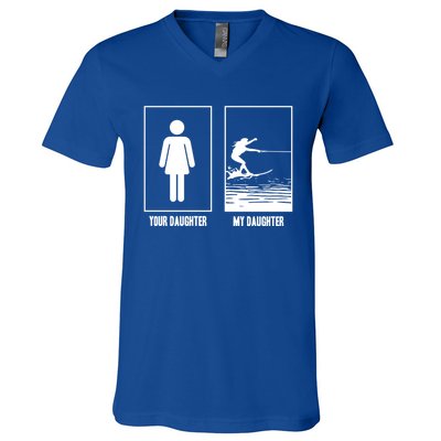 Your Daughter My Daughter Beachsports Water Skiing Athletes Gift V-Neck T-Shirt