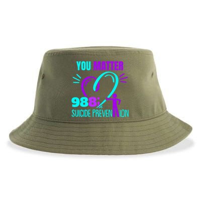 You Do Matter 988 Social Worker Suicide Prevention Awareness Funny Gift Sustainable Bucket Hat