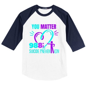 You Do Matter 988 Social Worker Suicide Prevention Awareness Funny Gift Baseball Sleeve Shirt