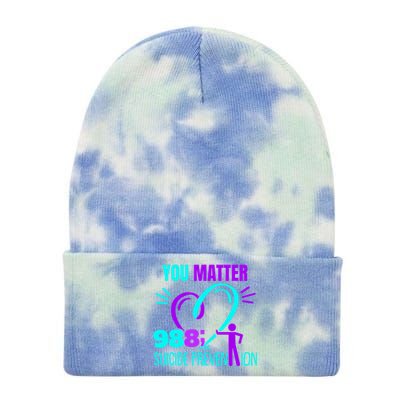 You Do Matter 988 Social Worker Suicide Prevention Awareness Funny Gift Tie Dye 12in Knit Beanie