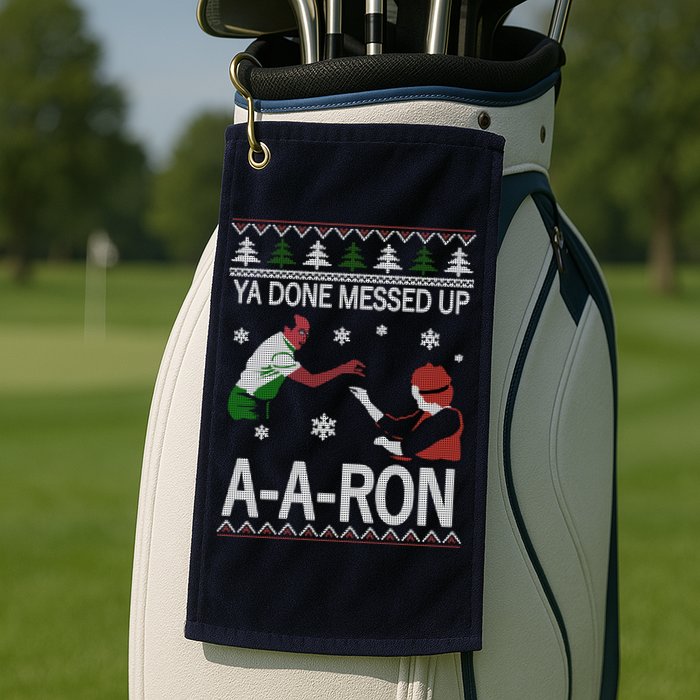 Ya Done Messed Up AARon Ugly Christmas Golf Towel