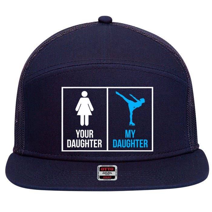 Your Daughter MY Daughter Ice Skating 7 Panel Mesh Trucker Snapback Hat