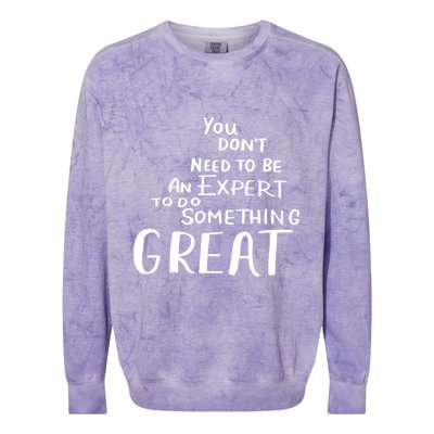 You Dont Need To Be An Expert To Do Something Great Colorblast Crewneck Sweatshirt