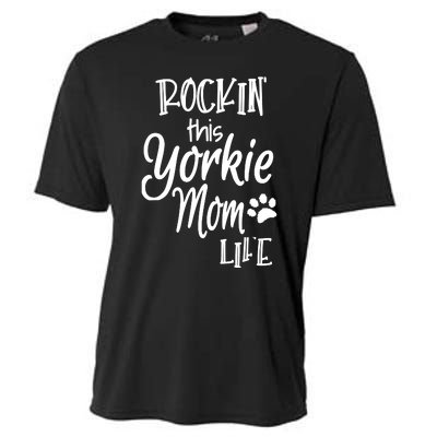 Yorkie Dog Owner Gifts Rockin This Life Yorkie Mom Cooling Performance Crew T-Shirt