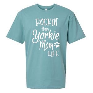 Yorkie Dog Owner Gifts Rockin This Life Yorkie Mom Sueded Cloud Jersey T-Shirt