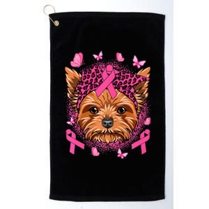 Yorkie Dog & Pink Ribbon Breast Cancer Awareness Girls Platinum Collection Golf Towel