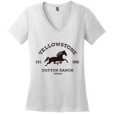 Yellowstone D.U.T.T.O.N Ranch With Horse Women's V-Neck T-Shirt
