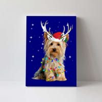 Yorkie Dog Reindeer Christmas Lights Funny Gift Canvas