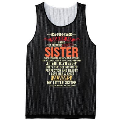 You Dont Scare Me I Have A Freaking Awesome Sister Brother Mesh Reversible Basketball Jersey Tank