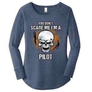 You Dont Scare Me Im A Pilot Halloween Costume Gift Women's Perfect Tri Tunic Long Sleeve Shirt