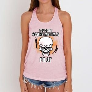 You Dont Scare Me Im A Pilot Halloween Costume Gift Women's Knotted Racerback Tank