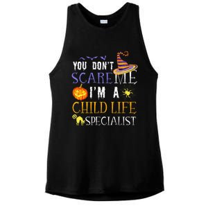 You DonT Scare Child Life Specialist Halloween Saying Fun Ladies PosiCharge Tri-Blend Wicking Tank