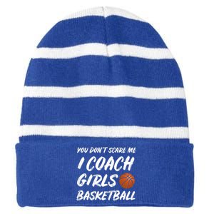 You Don't Scare Me I Coach Basketball Coaching Gift Striped Beanie with Solid Band