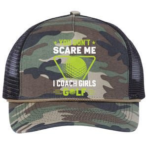 You Don't Scare Me I Coach Girls Golf Funny Golf Coach Golf Lover Girl Golf Retro Rope Trucker Hat Cap