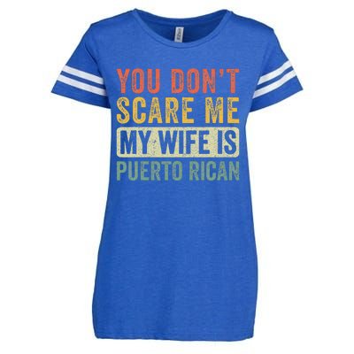 You Dont Scare Me My Wife Is Puerto Rican Funny Husband Wife Enza Ladies Jersey Football T-Shirt