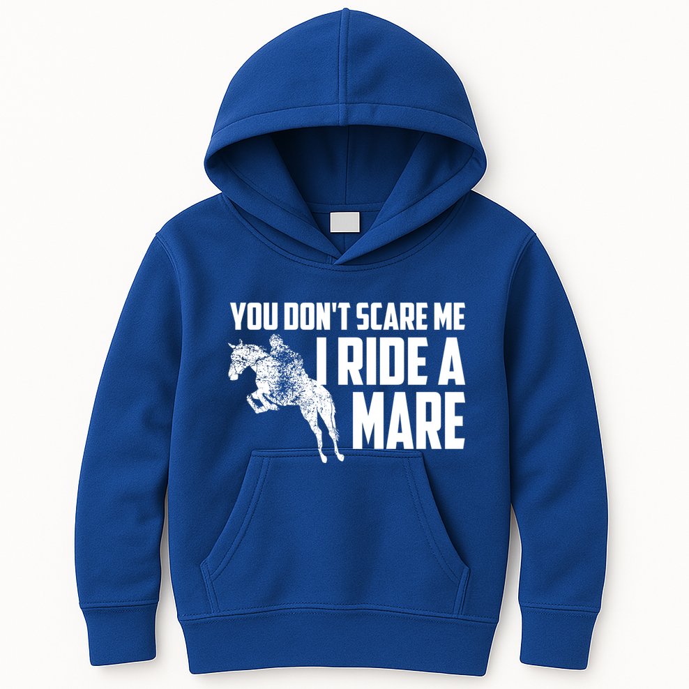 You DonT Scare Me I Ride A Mare Horse Lovers Gift Kids Hoodie