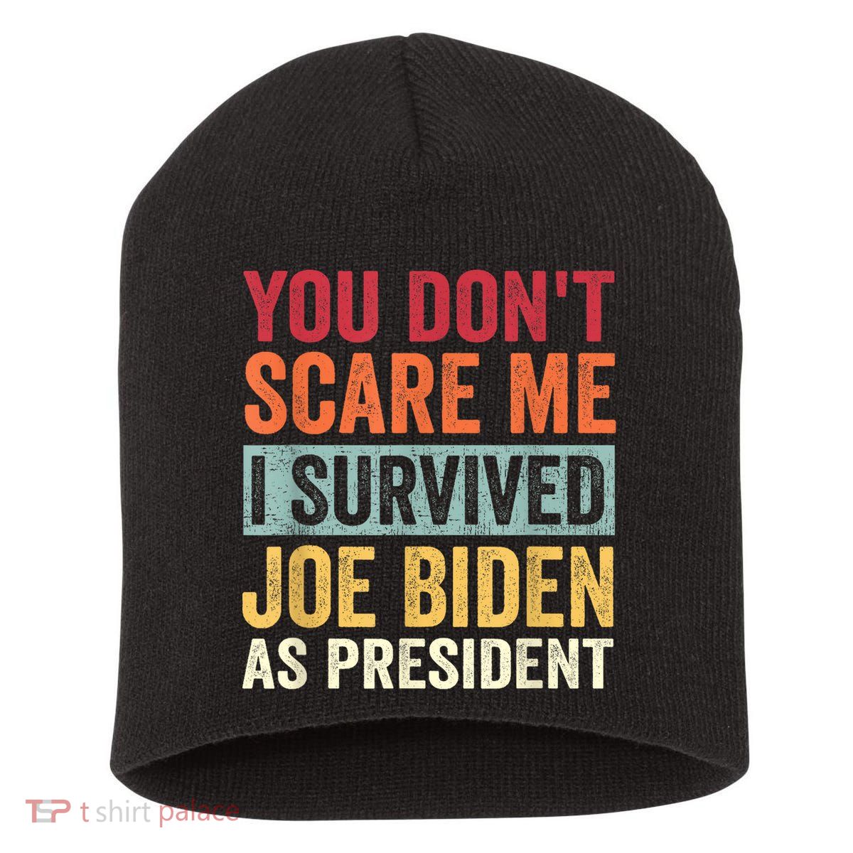 You Dont Scare Me I Survived Joe Biden As President Short Acrylic Beanie