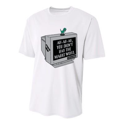 You Didn't Say The Magic Word T Rex Youth Performance Sprint T-Shirt