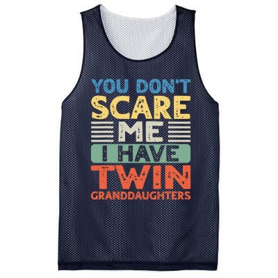 You Dont Scare Me I Have Twin Granddaughters Grandma Grandpa Mesh Reversible Basketball Jersey Tank