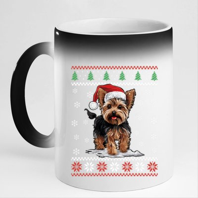 Yorkshire Dog Ugly Christmas Sweater Yorkie Xmas 11oz Black Color Changing Mug