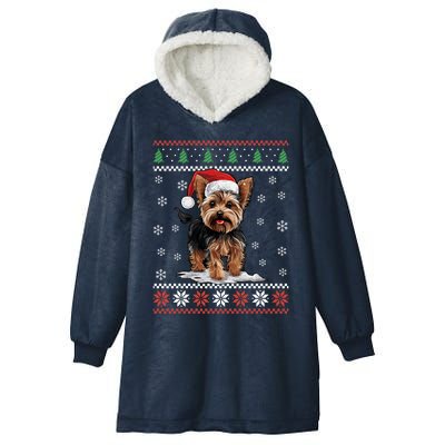 Yorkshire Dog Ugly Christmas Sweater Yorkie Xmas Hooded Wearable Blanket