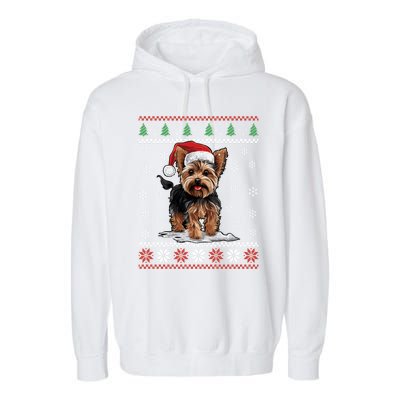 Yorkshire Dog Ugly Christmas Sweater Yorkie Xmas Garment-Dyed Fleece Hoodie