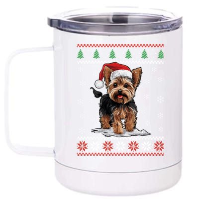 Yorkshire Dog Ugly Christmas Sweater Yorkie Xmas 12 oz Stainless Steel Tumbler Cup