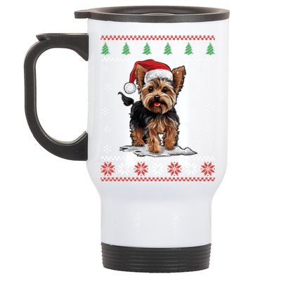 Yorkshire Dog Ugly Christmas Sweater Yorkie Xmas Stainless Steel Travel Mug