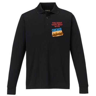 You Don't Want Beef With Chicago Funny Italian Beef Pride Performance Long Sleeve Polo