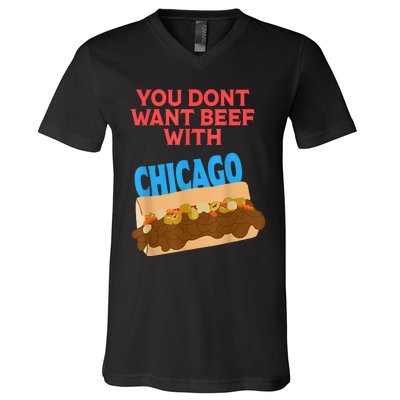 You Don't Want Beef With Chicago Funny Italian Beef Pride V-Neck T-Shirt