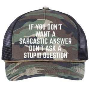 You Dont Want Sarcastic Answer Funny Saying Humor Retro Rope Trucker Hat Cap