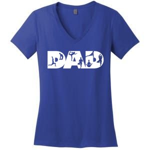 Yoga Dad Yogi Silhouette Daddy Fathers Day Namaste Gift Women's V-Neck T-Shirt