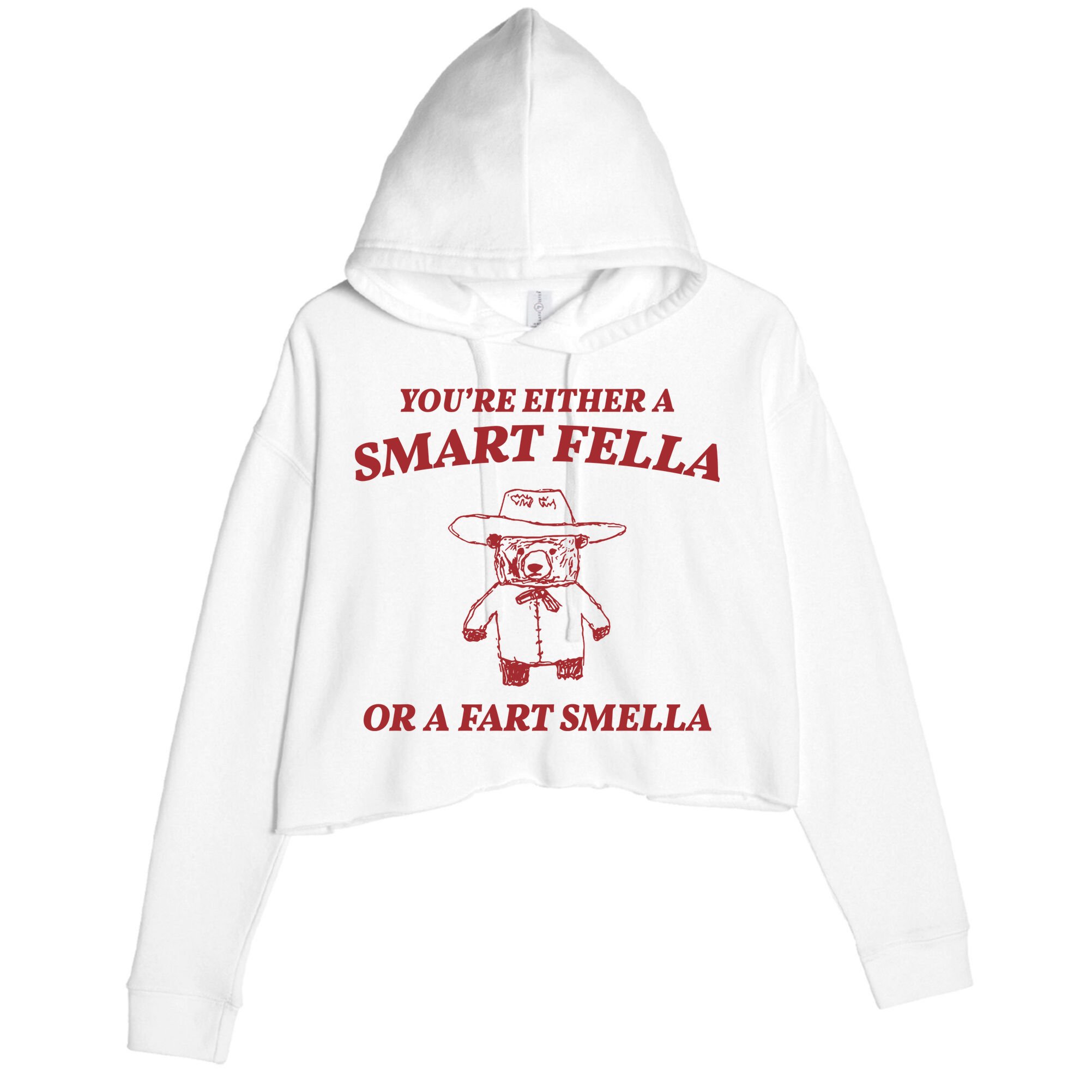 Youre Either A Smart Fella Or A Fart Smella Funny Crop Fleece Hoodie