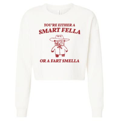 Youre Either A Smart Fella Or A Fart Smella Funny Cropped Pullover Crew